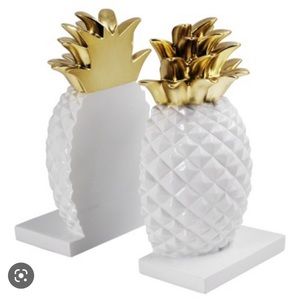 Gold and white Target pineapple bookends